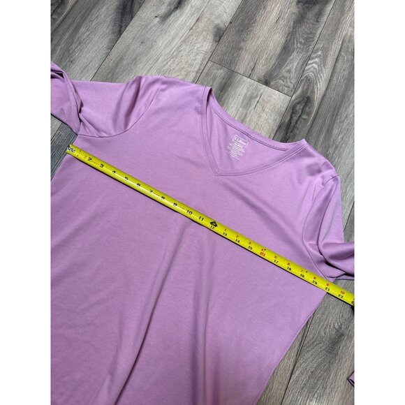L.L. Bean Womens XL Lavender Long-Sleeve V-Neck Shirt 100% Supima Cotton Made In - Picture 3 of 5